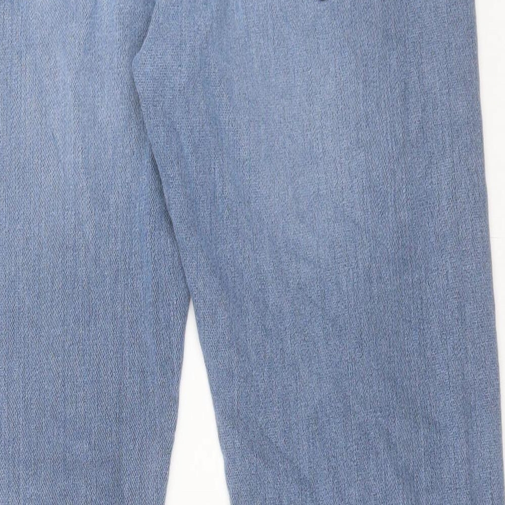 Marks and Spencer Mens Blue Cotton Straight Jeans Size 34 in L31 in Regular Button