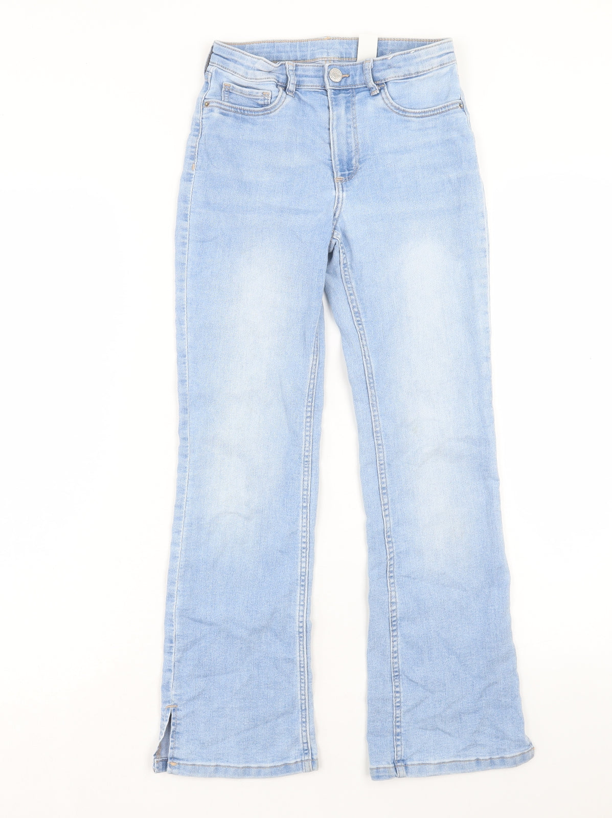 H&M Girls Blue Cotton Flared Jeans Size 9 Years Regular Button