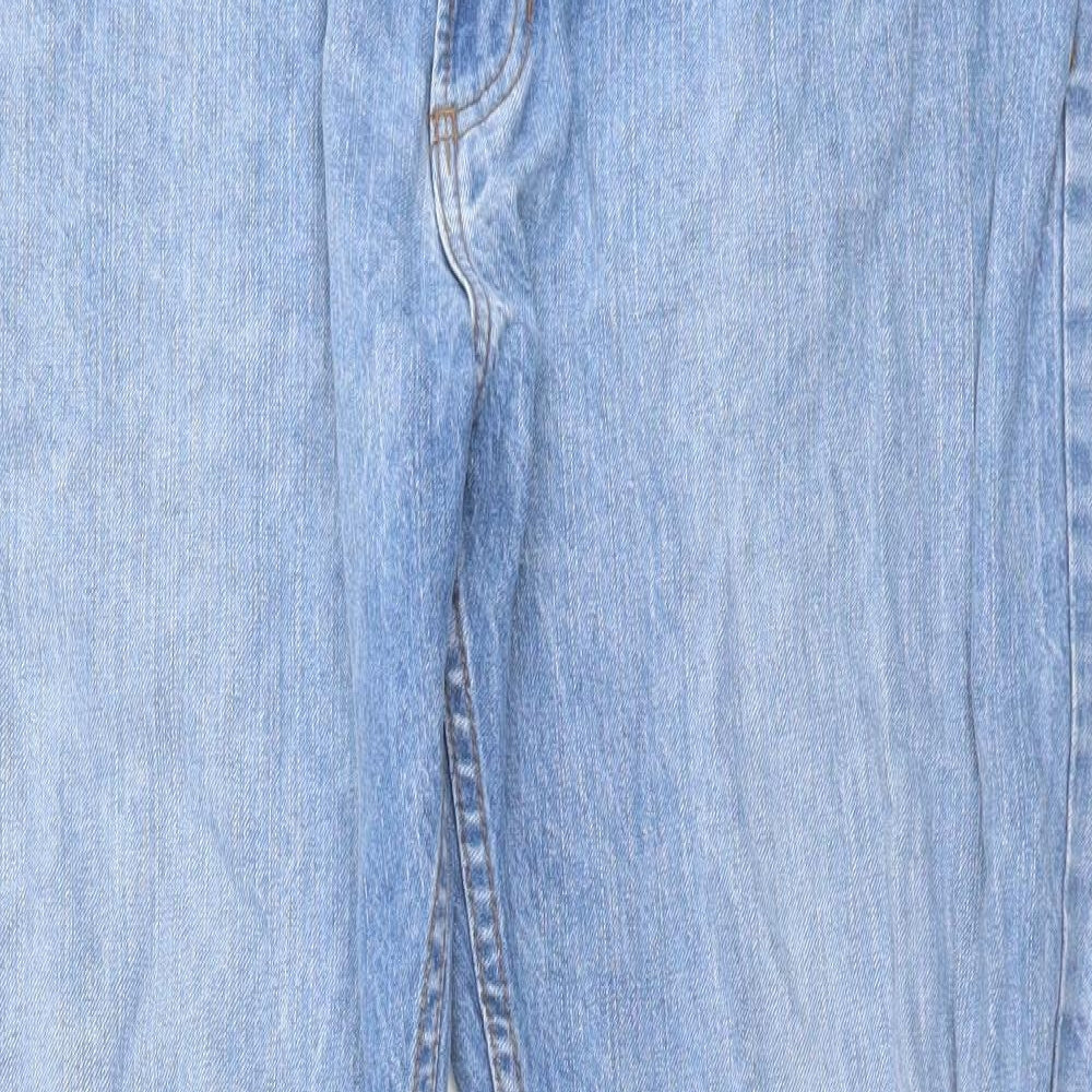 Marks and Spencer Mens Blue Cotton Straight Jeans Size 36 in L31 in Regular Button