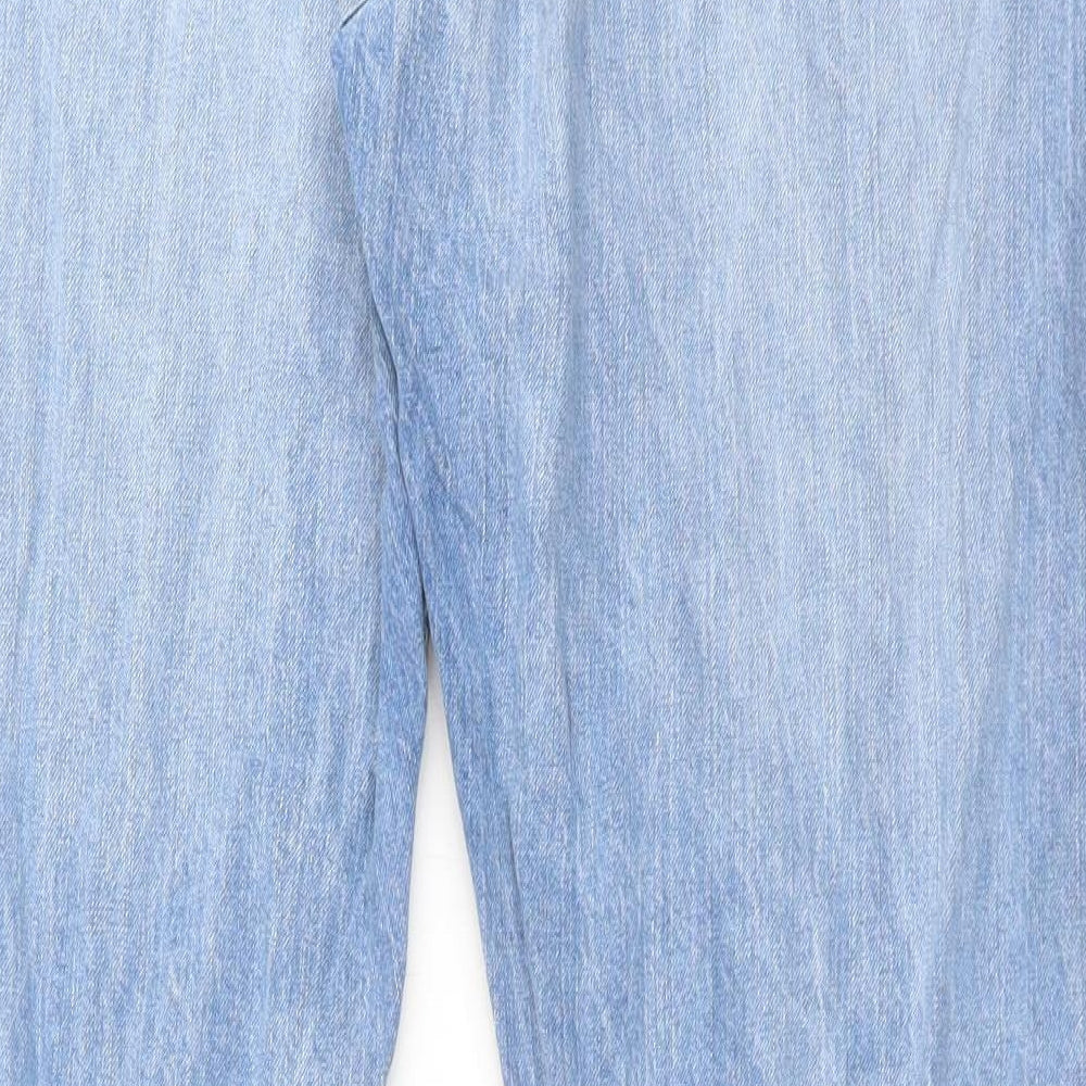 Marks and Spencer Mens Blue Cotton Straight Jeans Size 36 in L31 in Regular Button
