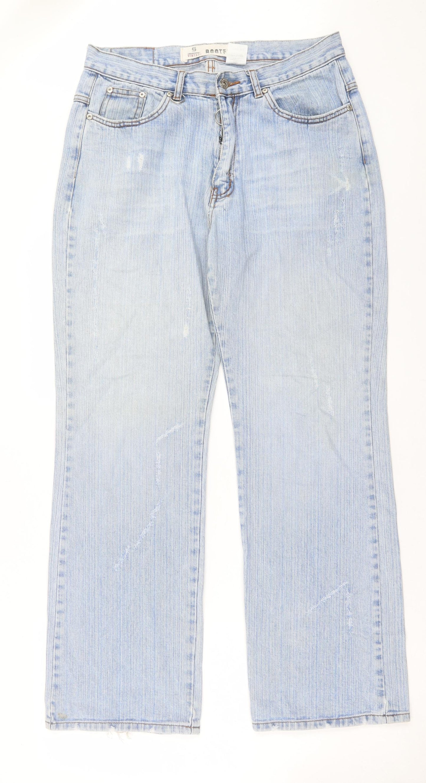 UrbanSpirit Mens Blue Cotton Bootcut Jeans Size 34 in L31 in Regular Button