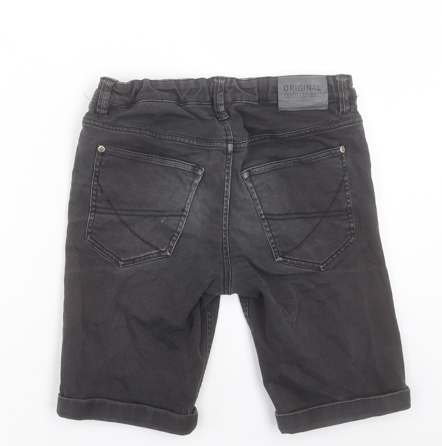 H&M Boys Black Cotton Bermuda Shorts Size 11-12 Years Regular Buckle