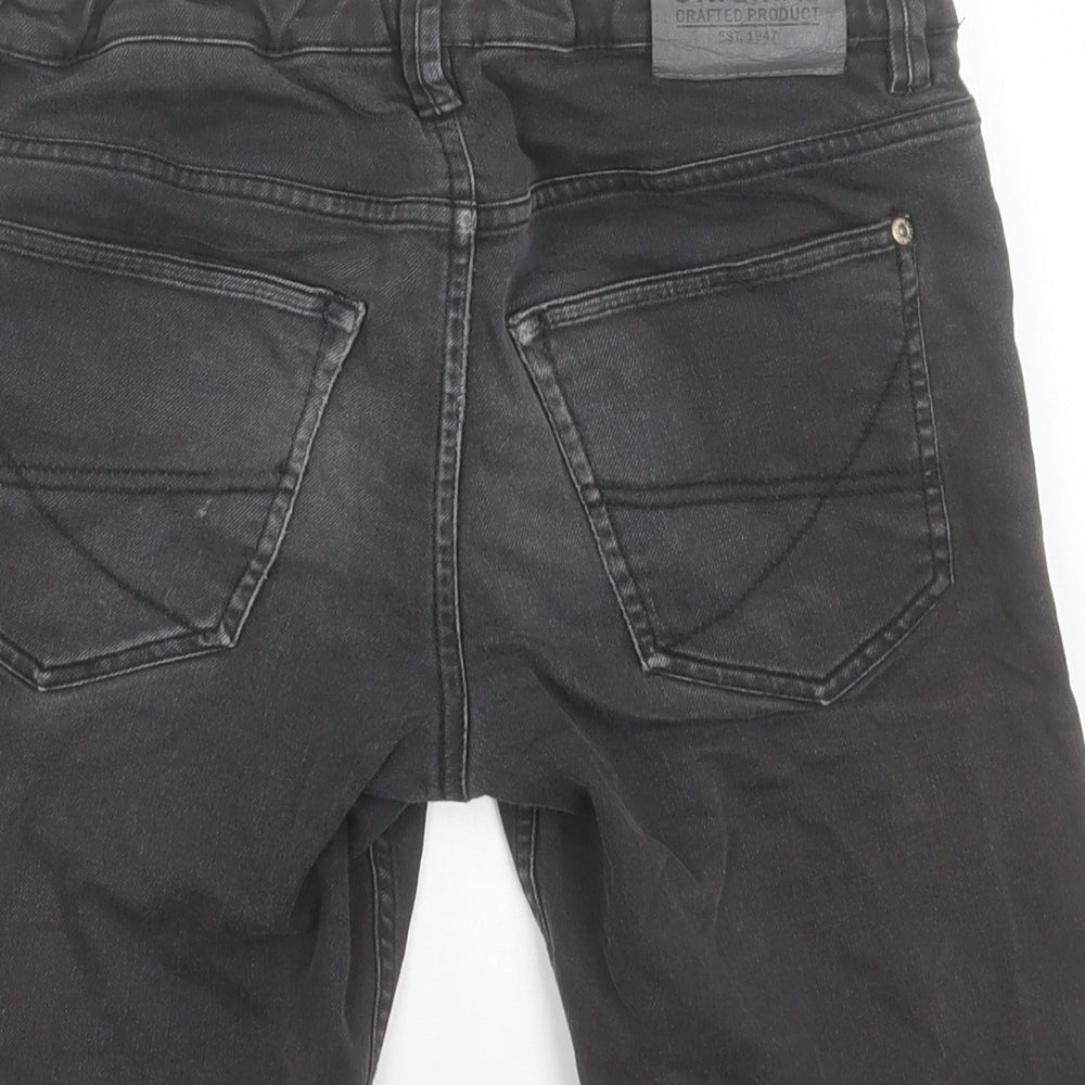 H&M Boys Black Cotton Bermuda Shorts Size 11-12 Years Regular Buckle