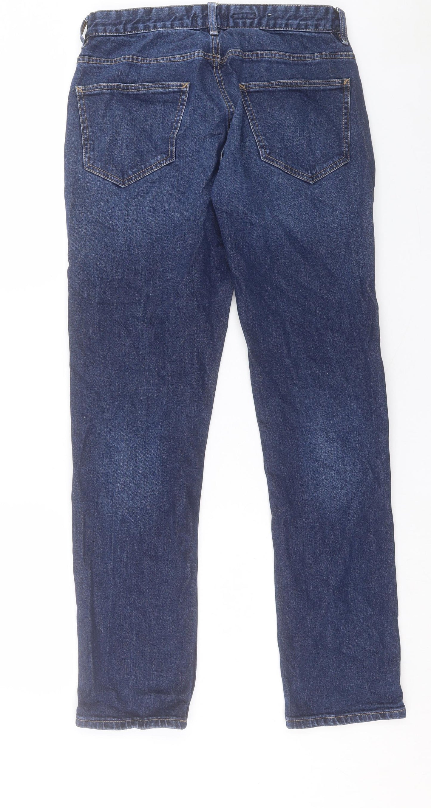 Topman Mens Blue Cotton Straight Jeans Size 30 in L30 in Slim Button