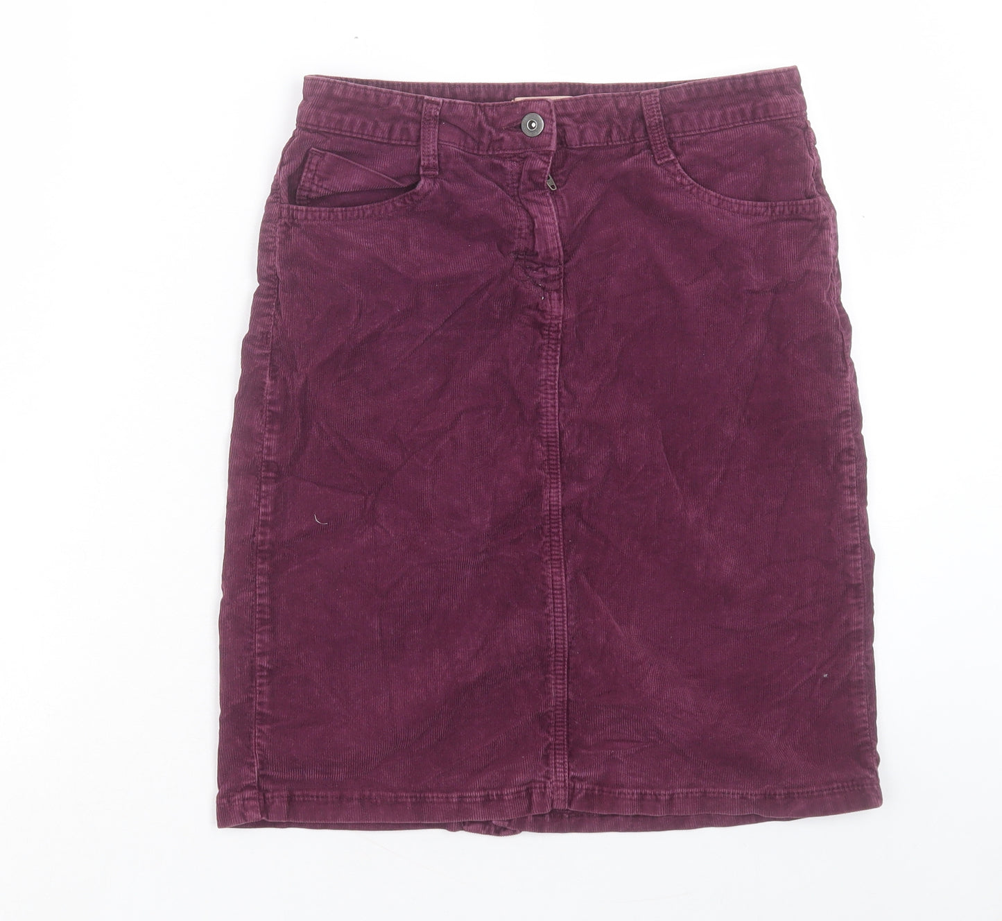 John Lewis Womens Purple Cotton A-Line Skirt Size 10 Button
