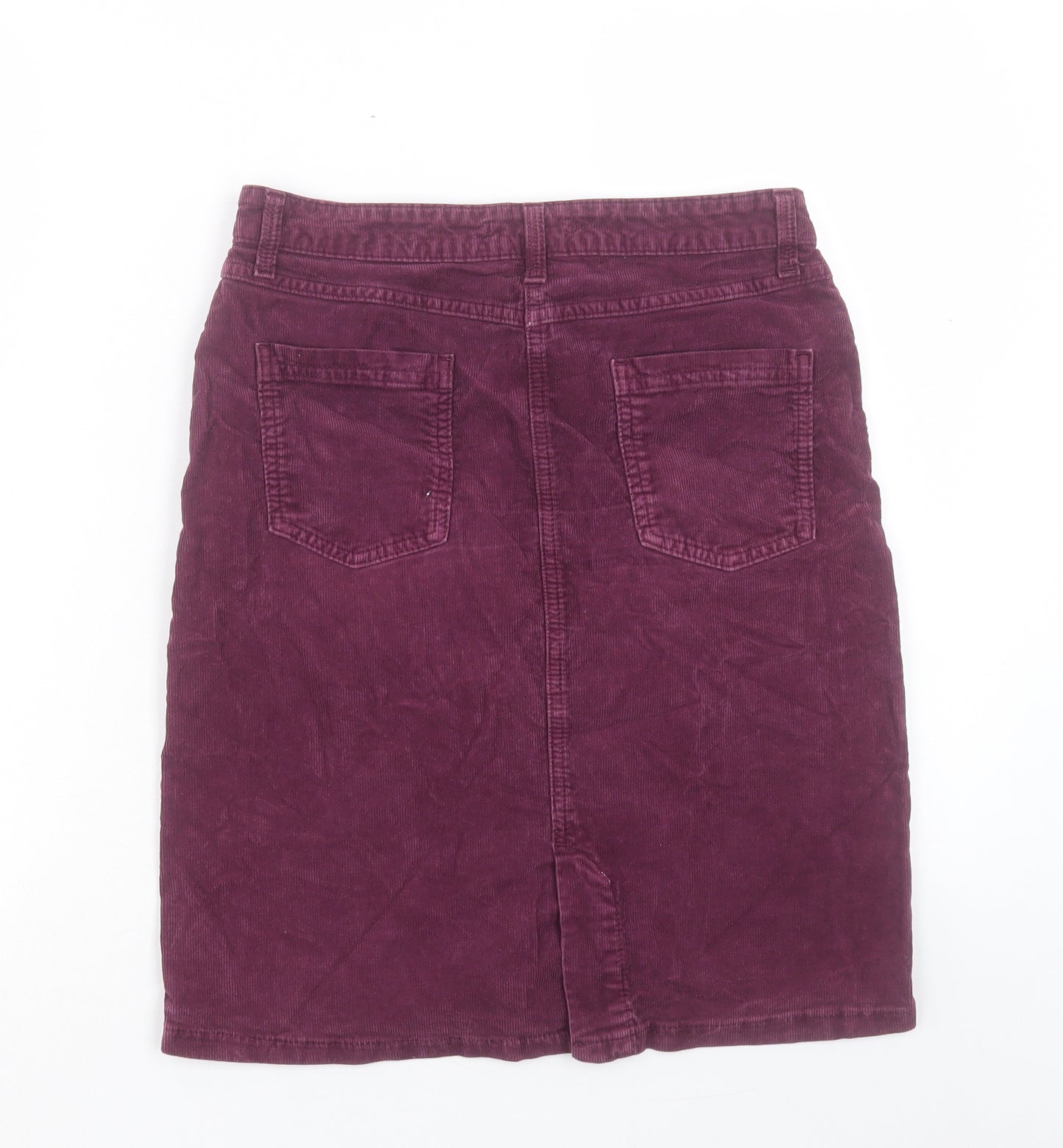 John Lewis Womens Purple Cotton A-Line Skirt Size 10 Button