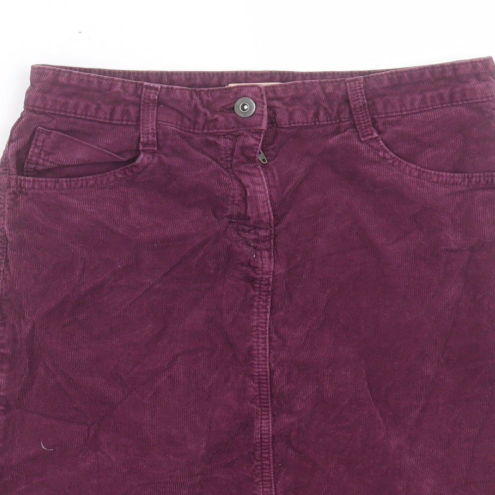 John Lewis Womens Purple Cotton A-Line Skirt Size 10 Button
