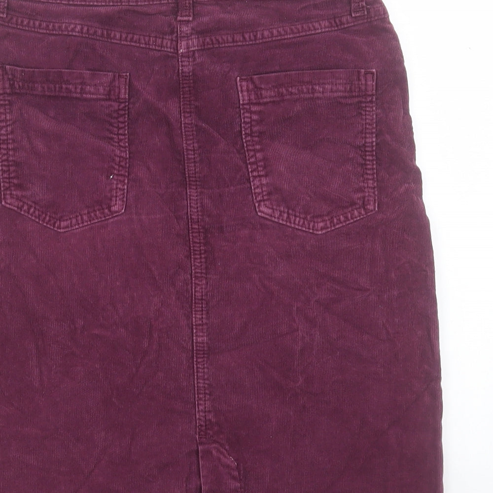 John Lewis Womens Purple Cotton A-Line Skirt Size 10 Button