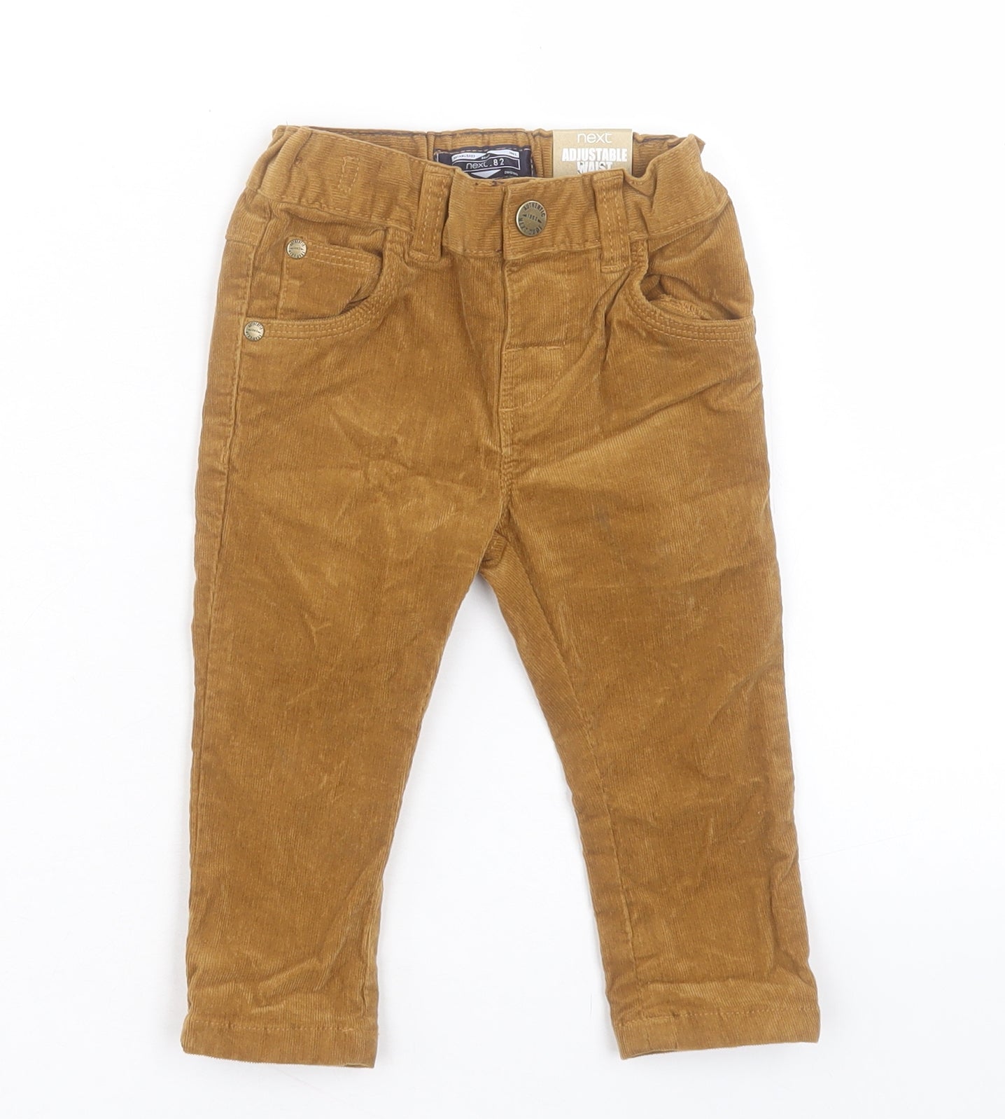 NEXT Boys Brown Cotton Capri Trousers Size 9-12 Months Button