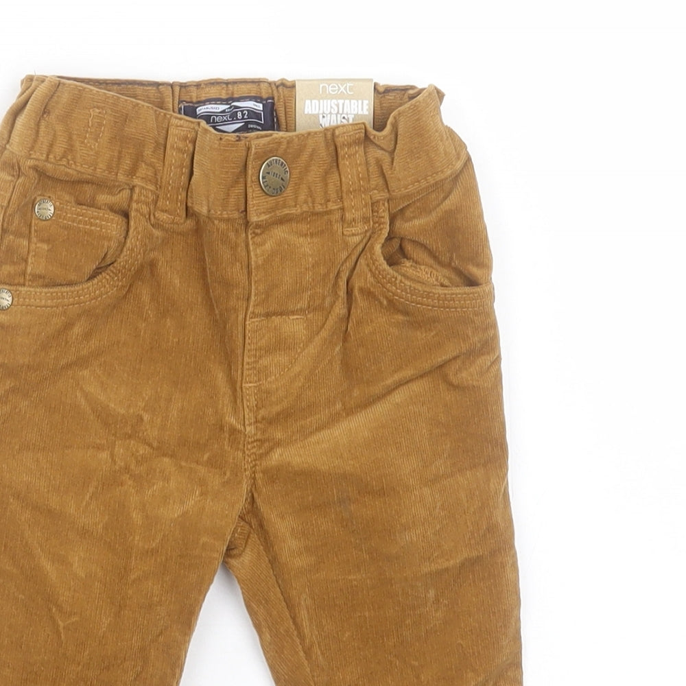 NEXT Boys Brown Cotton Capri Trousers Size 9-12 Months Button