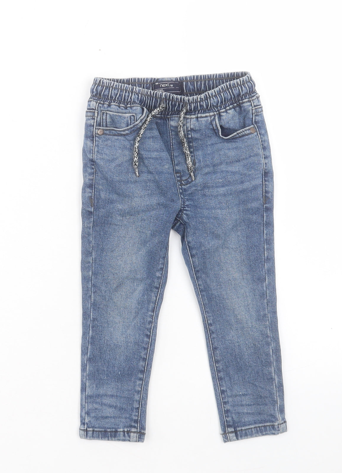 NEXT Boys Blue Cotton Skinny Jeans Size 3 Years Regular Drawstring