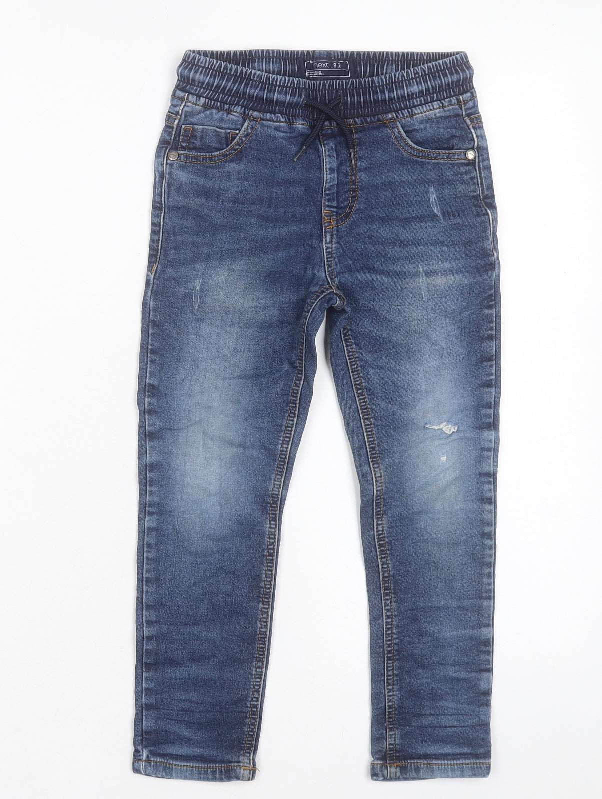 NEXT Boys Blue Cotton Skinny Jeans Size 3 Years Regular Drawstring