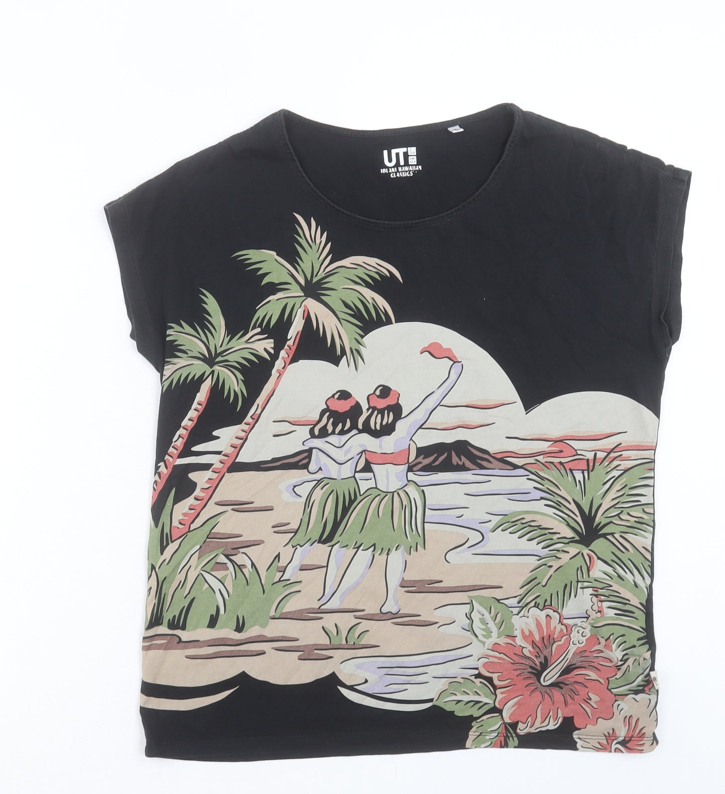 Uniqlo Womens Black Cotton Basic T-Shirt Size S Crew Neck
