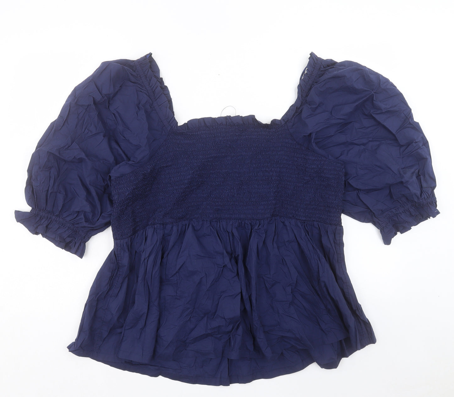 Marks and Spencer Womens Blue Cotton Basic T-Shirt Size 22 Square Neck