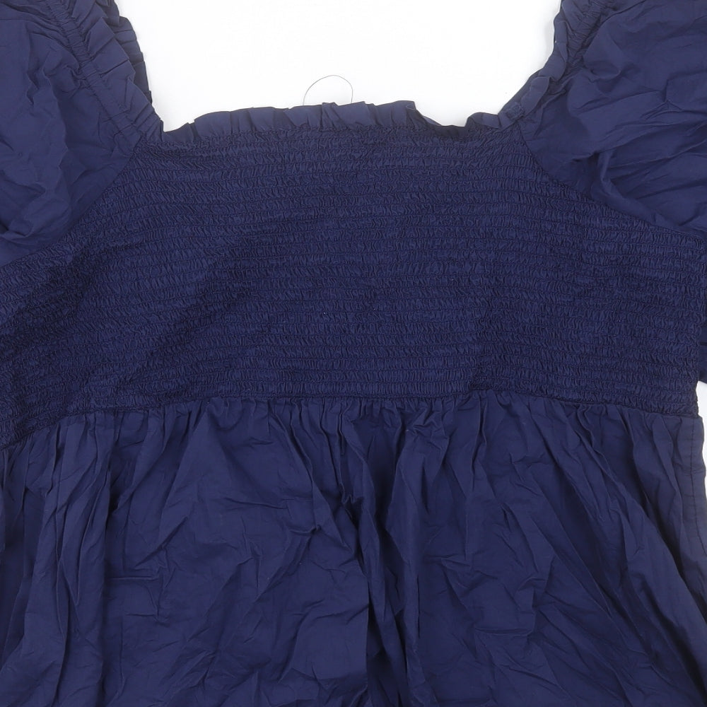 Marks and Spencer Womens Blue Cotton Basic T-Shirt Size 22 Square Neck