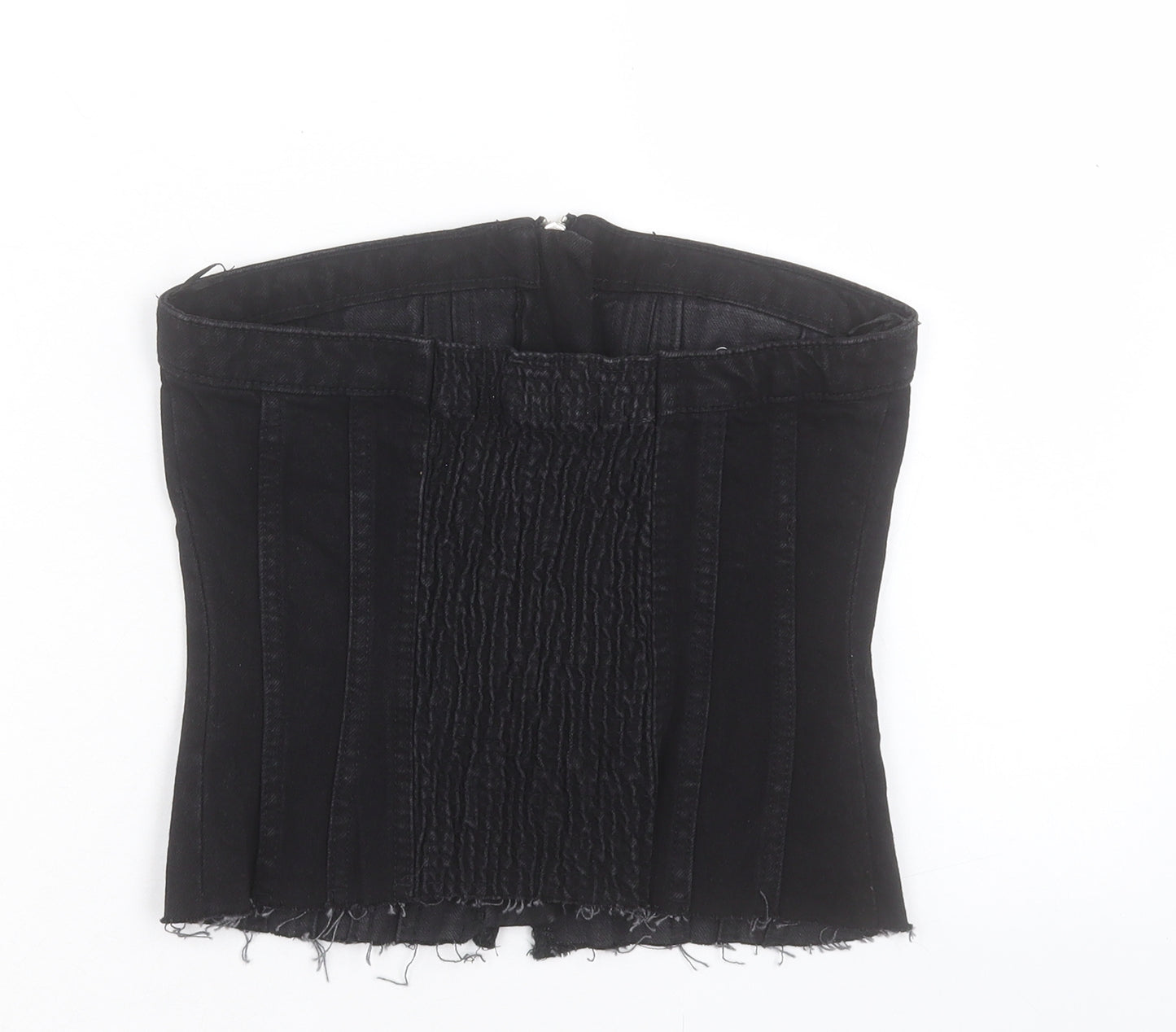 Zara Womens Black Cotton Basic Tank Size S Off the Shoulder - Denim Corset