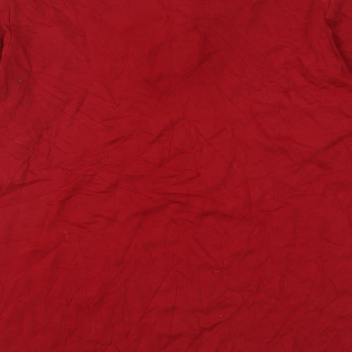 Quacker Factory Womens Red Cotton Jersey T-Shirt Size M V-Neck - Embellished Neckline