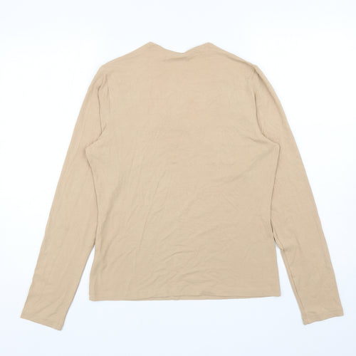 Marks and Spencer Womens Beige Viscose Jersey T-Shirt Size 12 Square Neck - Flowers