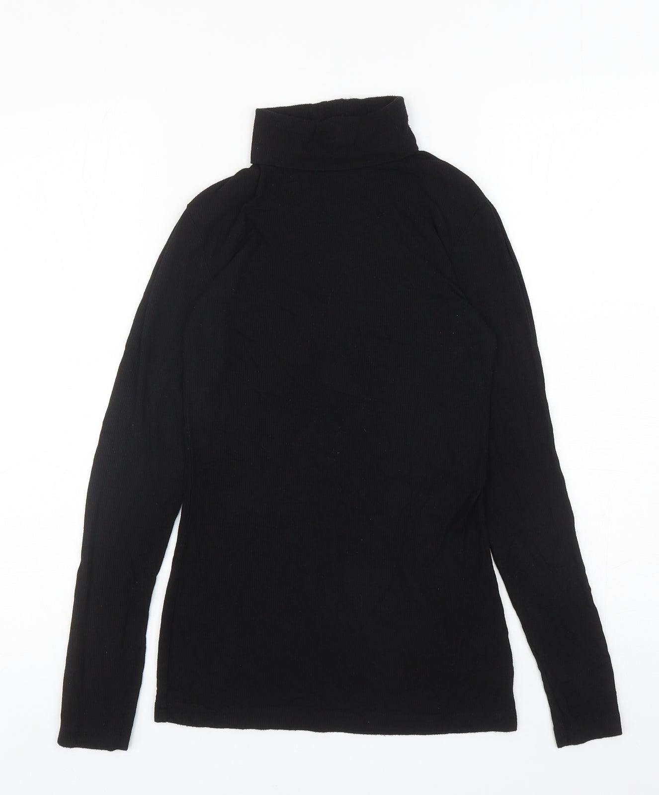 Papaya Womens Black Viscose Basic T-Shirt Size 8 Roll Neck