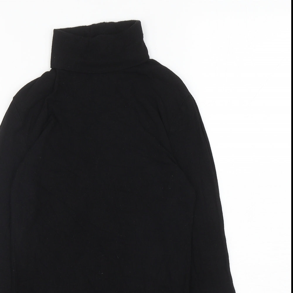 Papaya Womens Black Viscose Basic T-Shirt Size 8 Roll Neck