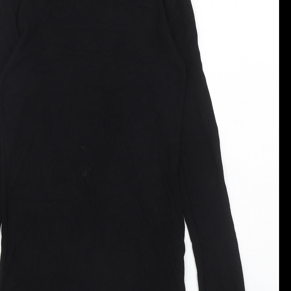 Papaya Womens Black Viscose Basic T-Shirt Size 8 Roll Neck