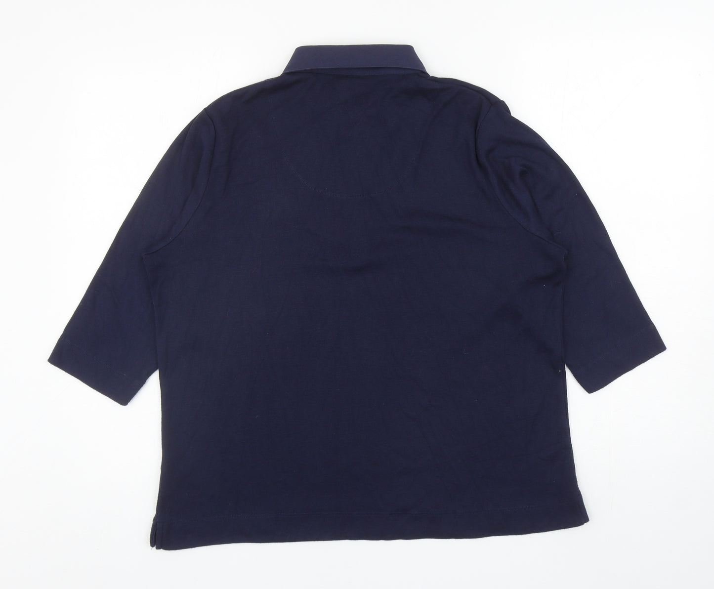 Tigi Womens Blue Collared Cotton Pullover Jumper Size 14