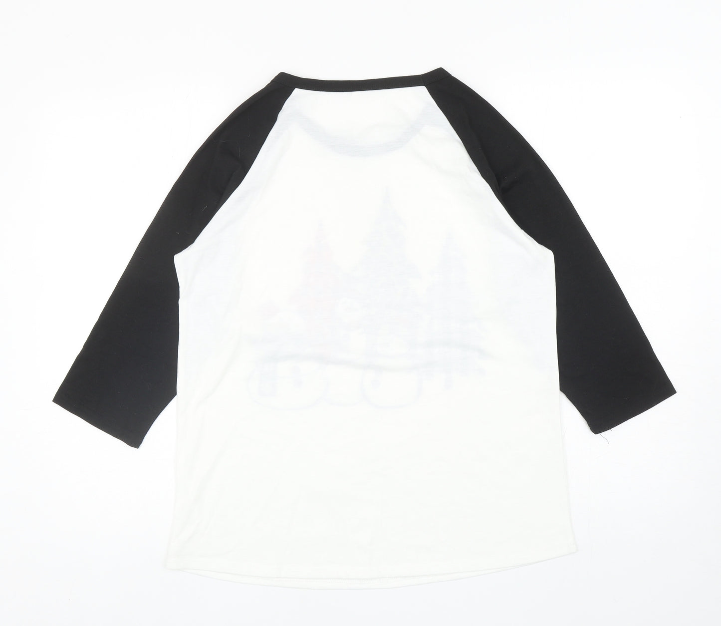 Preworn Womens White Colourblock Polyester Ringer T-Shirt Size M Round Neck - Snowmen