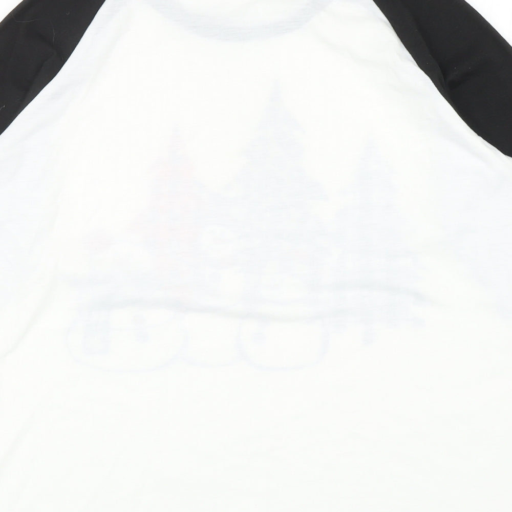Preworn Womens White Colourblock Polyester Ringer T-Shirt Size M Round Neck - Snowmen