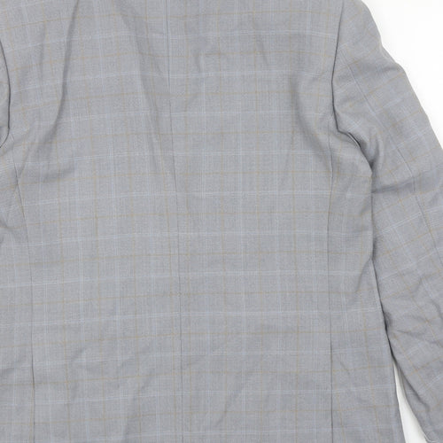 Brook Tavener Mens Grey Plaid Wool Jacket Blazer Size 38