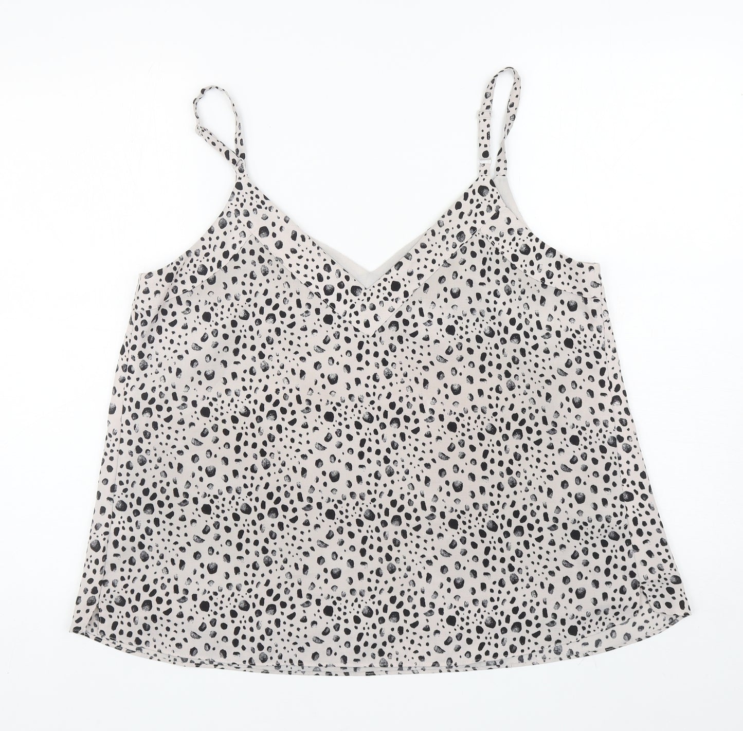 George Womens Grey Polka Dot Polyester Camisole Tank Size 14 V-Neck