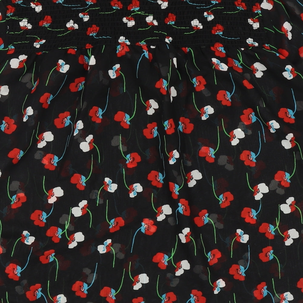 Papaya Womens Black Floral Polyester Basic Blouse Size 20 Mock Neck