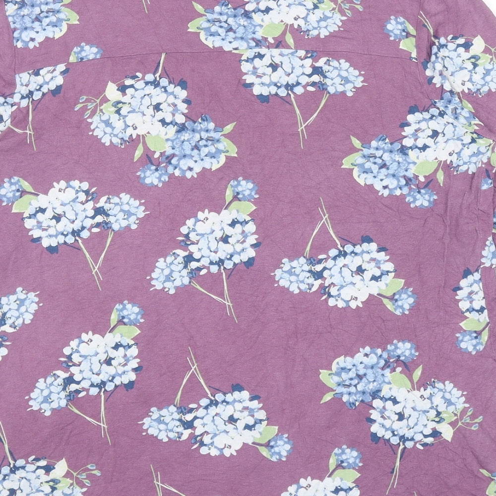 Bonmarché Womens Purple Floral Viscose Basic Blouse Size 18 V-Neck