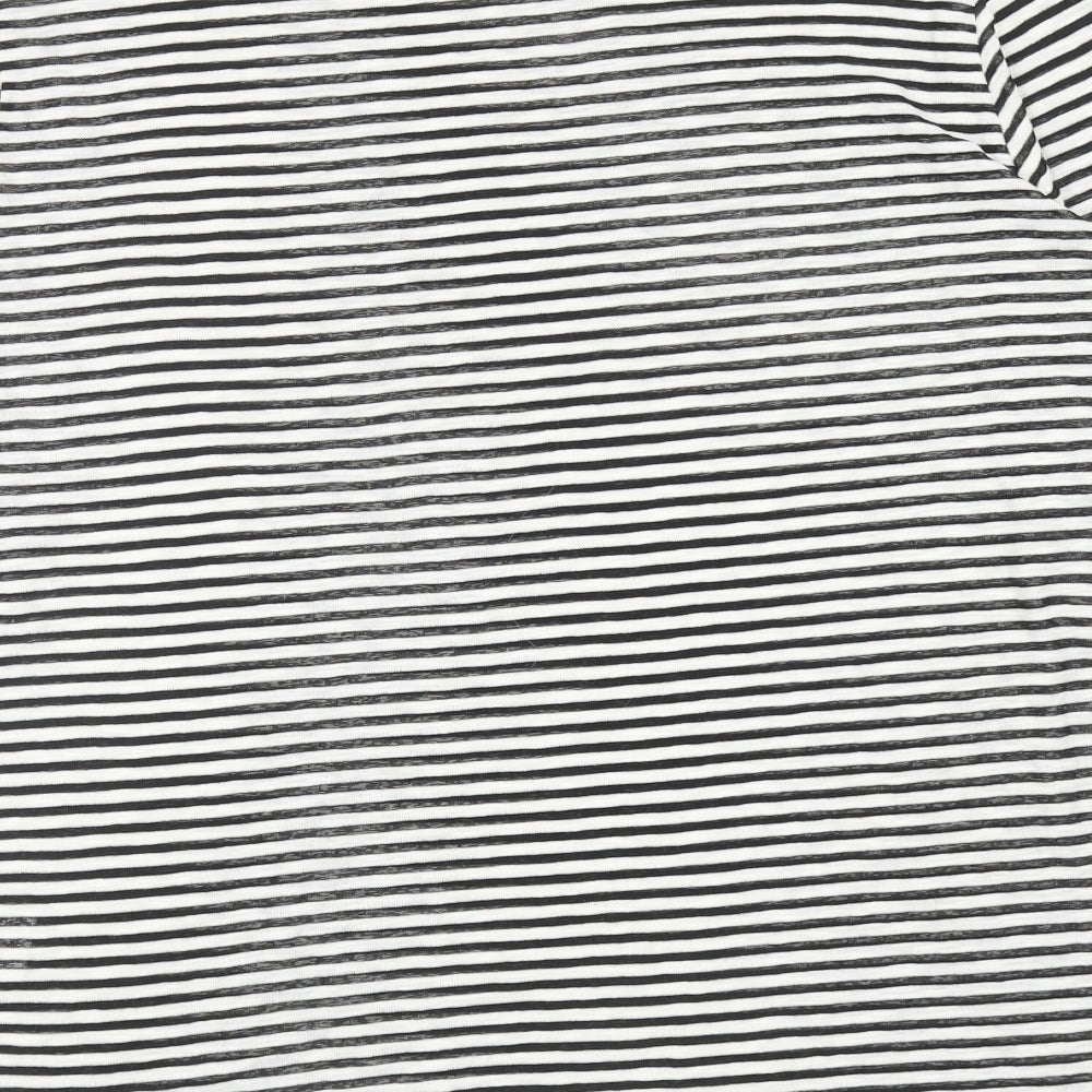 H&M Womens Black Striped Cotton Basic T-Shirt Size 2XL Boat Neck