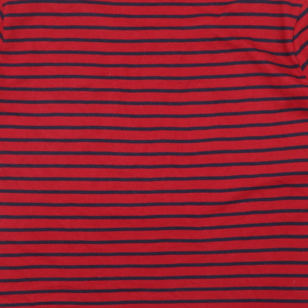Bonmarché Womens Red Boat Neck Striped Cotton Pullover Jumper Size L