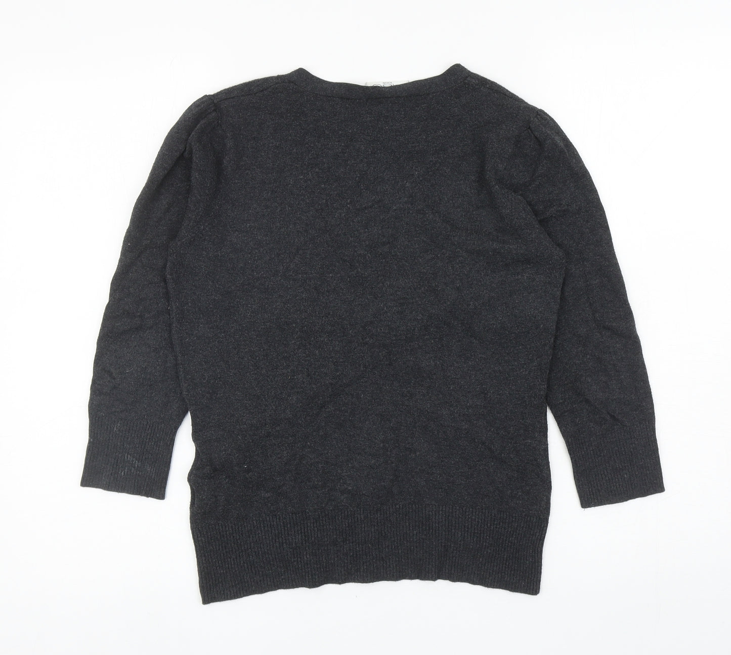 New Look Womens Grey V-Neck Viscose Cardigan Jumper Size 12