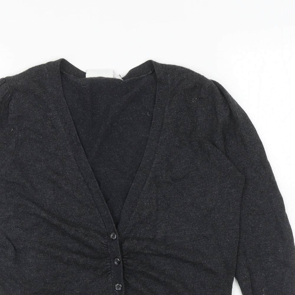 New Look Womens Grey V-Neck Viscose Cardigan Jumper Size 12