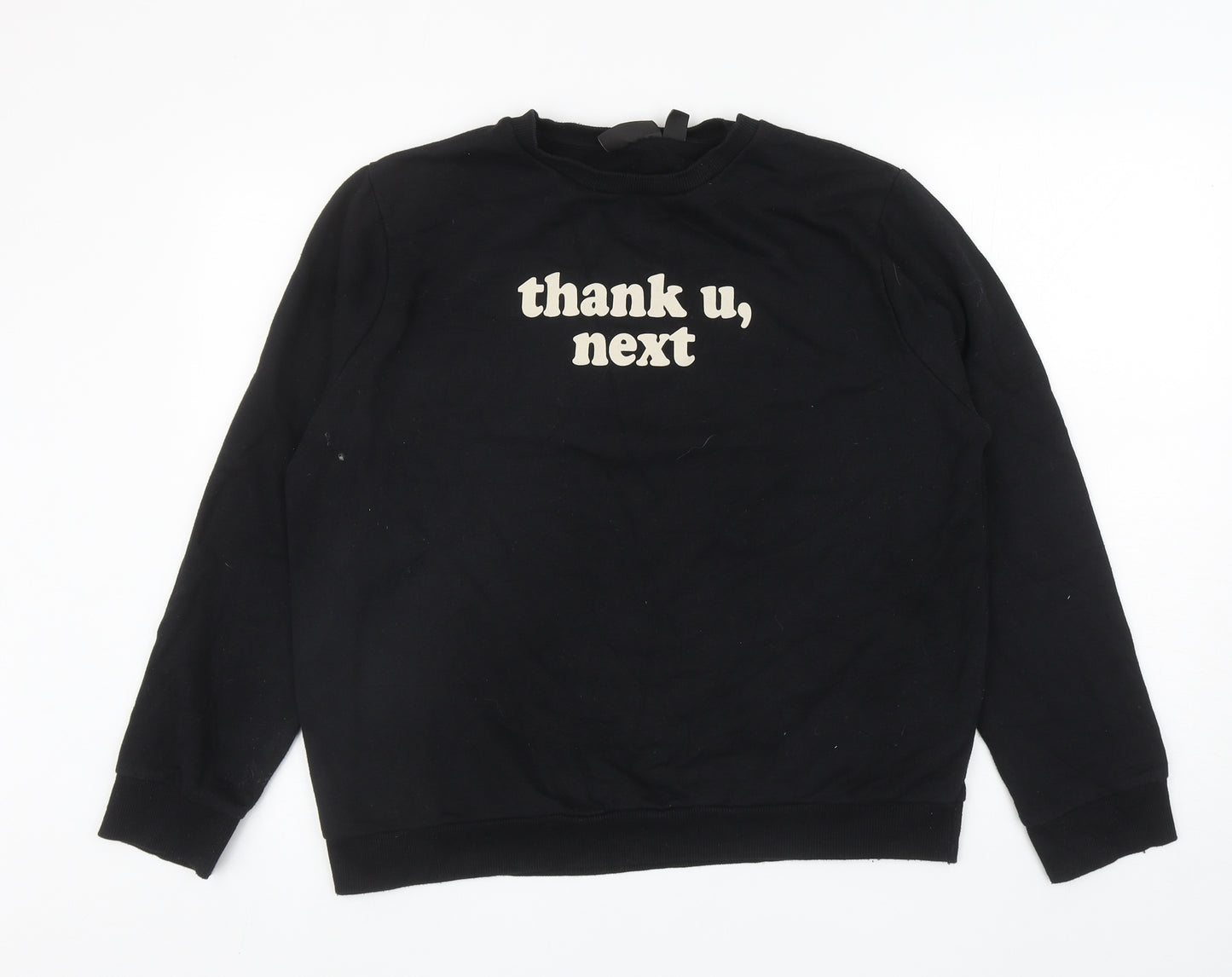 Primark Womens Black Cotton Pullover Sweatshirt Size L Pullover - Thank U, Next