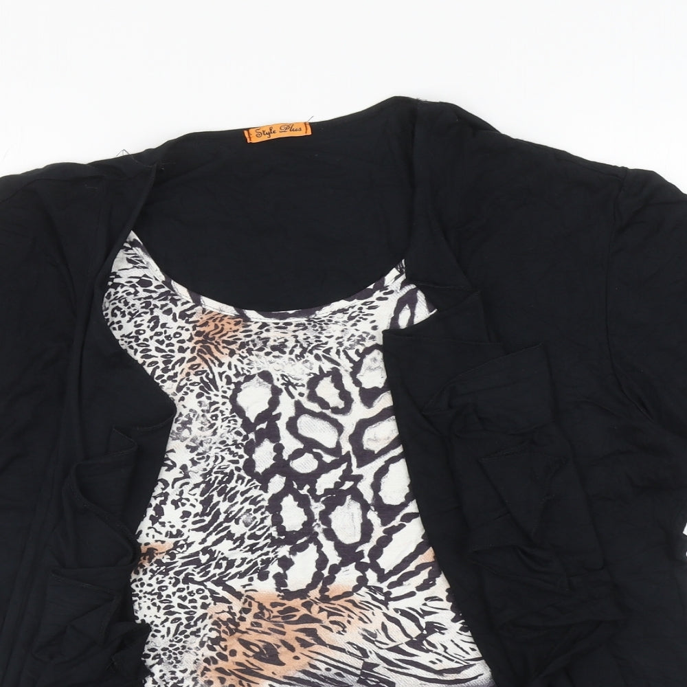 Style Plus Womens Multicoloured Animal Print Kimono Blouse Size XL Scoop Neck