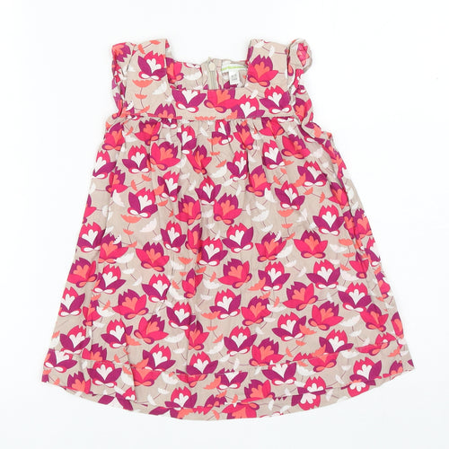 Vertbaudet Girls Multicoloured Floral Cotton Tank Dress Size 3 Years Square Neck Zip