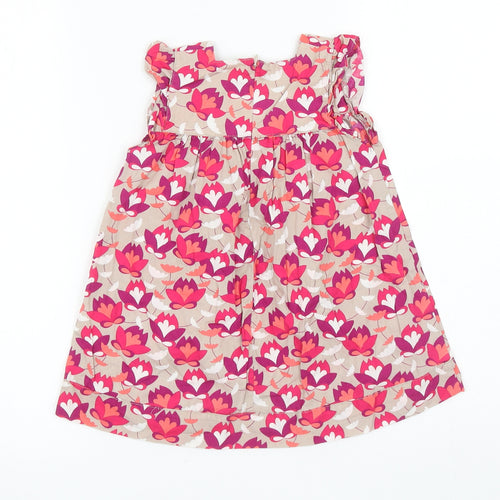 Vertbaudet Girls Multicoloured Floral Cotton Tank Dress Size 3 Years Square Neck Zip