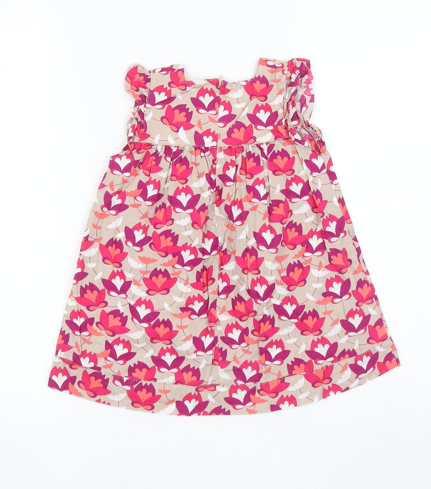 Vertbaudet Girls Multicoloured Floral Cotton Tank Dress Size 3 Years Square Neck Zip