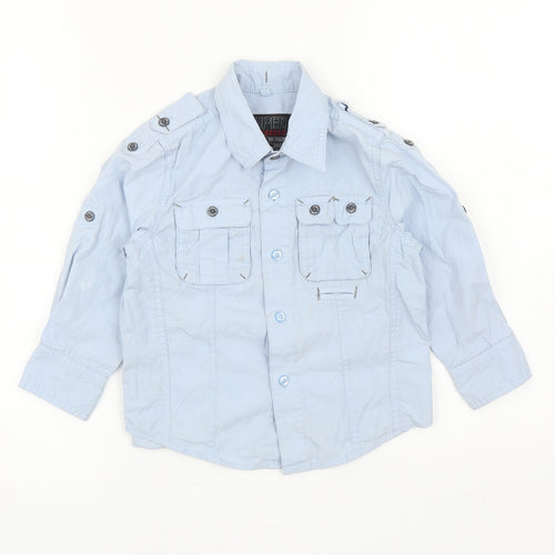NEXT Boys Blue Cotton Basic Button-Up Size 3 Years Collared Button
