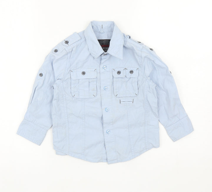 NEXT Boys Blue Cotton Basic Button-Up Size 3 Years Collared Button