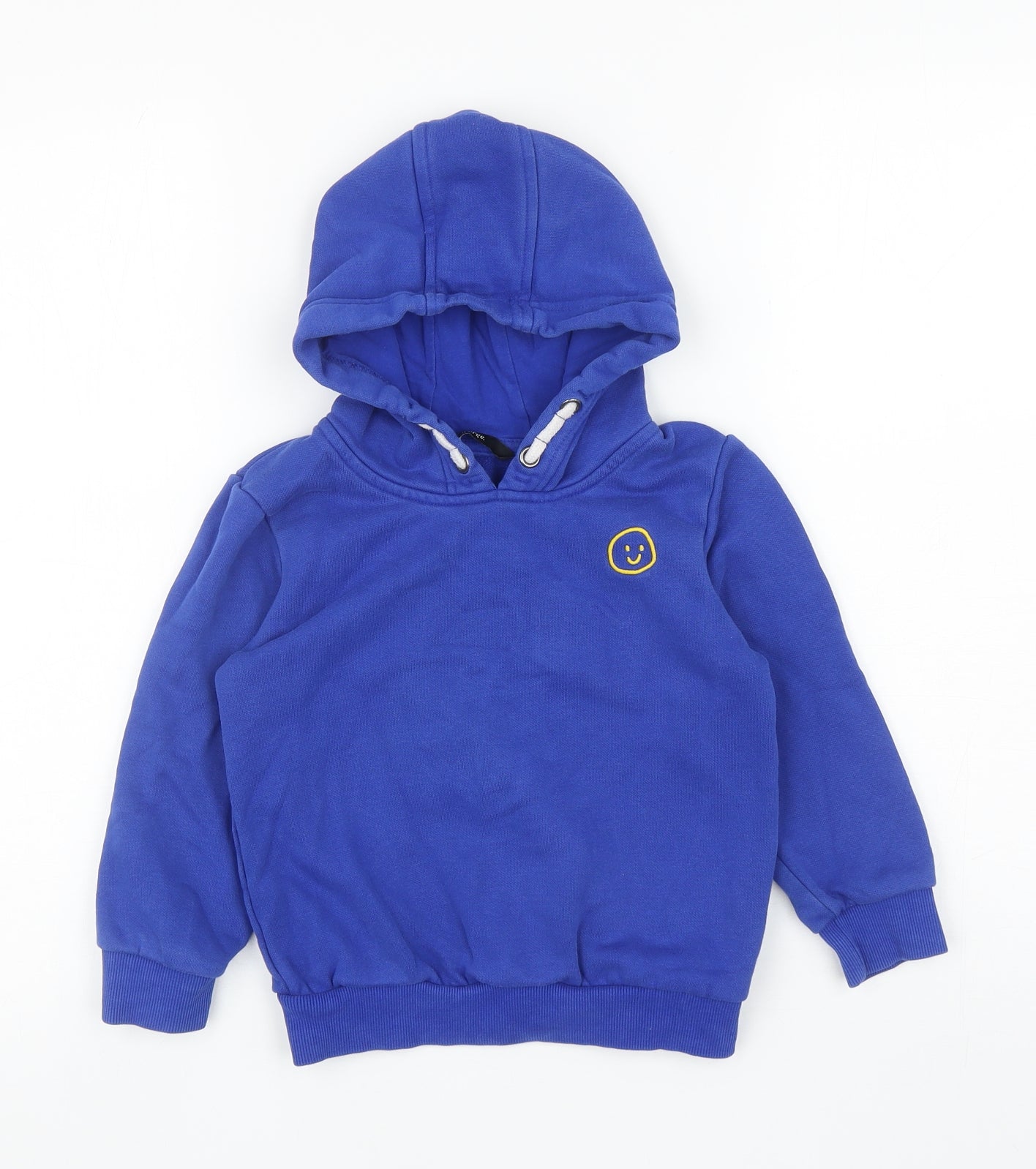 George Boys Blue Cotton Pullover Hoodie Size 4-5 Years Pullover - Smiley Face