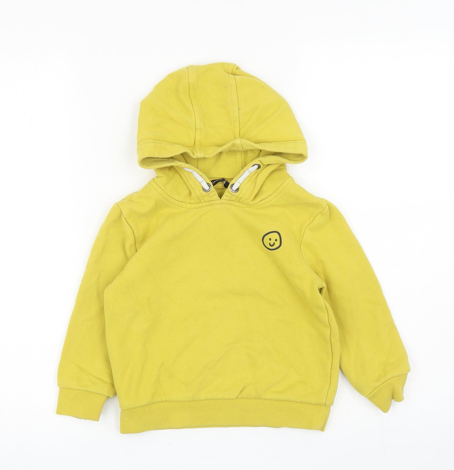 George Boys Yellow Cotton Pullover Hoodie Size 3-4 Years Pullover - Smiley Face