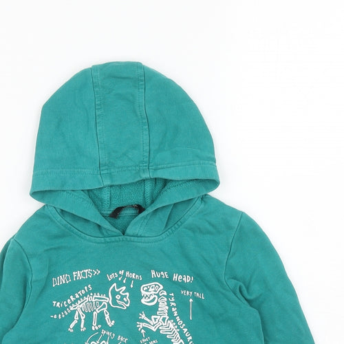 George Boys Green Cotton Pullover Hoodie Size 3-4 Years Pullover - Dinosaur Skeletons
