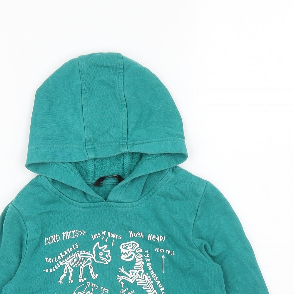 George Boys Green Cotton Pullover Hoodie Size 3-4 Years Pullover - Dinosaur Skeletons