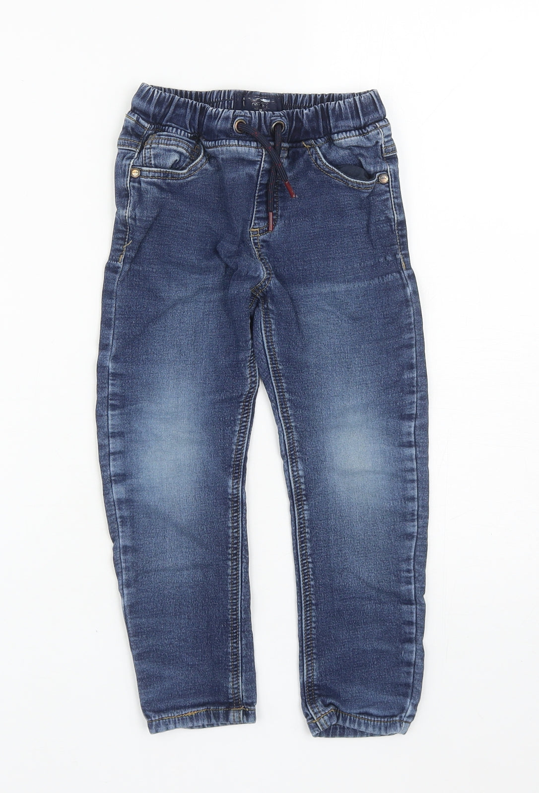 NEXT Boys Blue Cotton Straight Jeans Size 4-5 Years Regular Drawstring