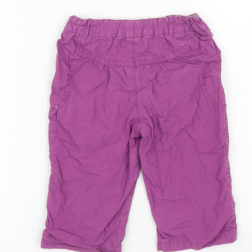TU Girls Purple Cotton Cargo Trousers Size 9-12 Months Pullover - Flowers