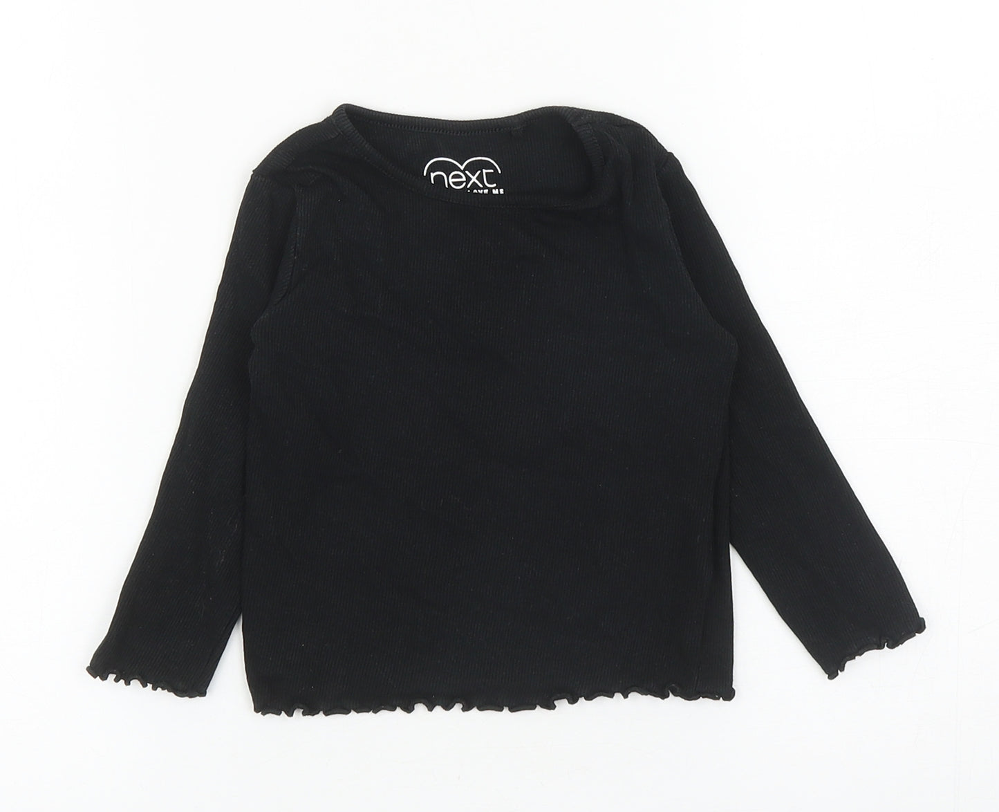 NEXT Girls Black Cotton Basic T-Shirt Size 12-18 Months Round Neck Pullover